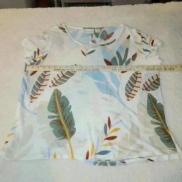 Cynthia Rowley Linen Top Womens 1X Boho Flowy Fall Floral Leaves Lagenlook - Picture 10 of 16